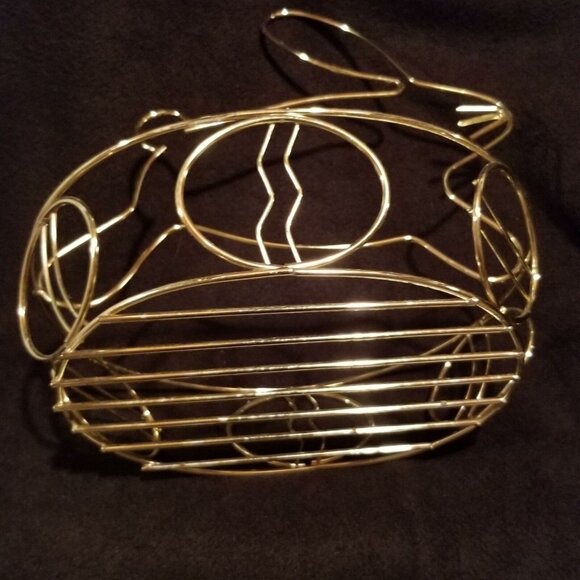 Vintage Gold Homco Easter Bunny Rabbit Basket Brass Plated - Picture 6 of 7